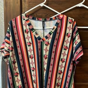 Crazy Train Aztec rose pretty top size XL